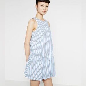 ZARA Striped Drop Waist Mini Dress